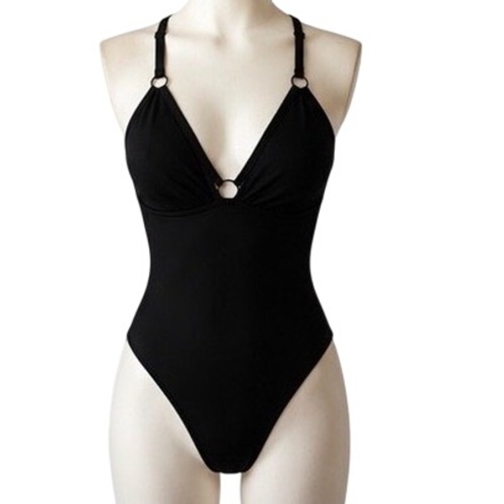 Topshop Black Cage Strappy O-Ring Bodysuit Sony Pictures Studio Wardrobe Size 2